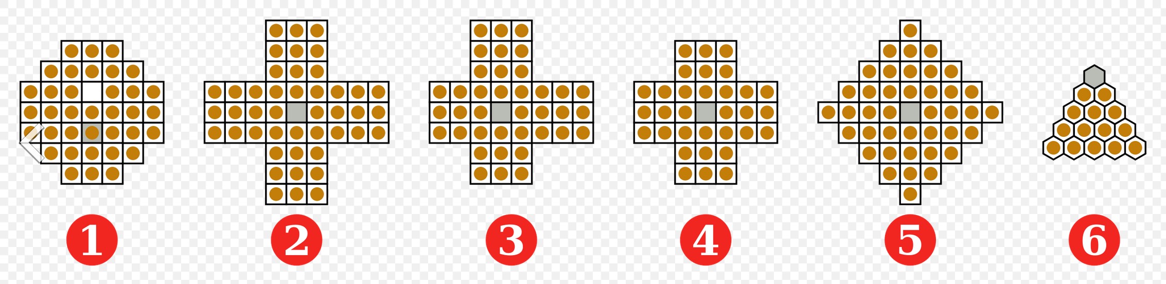 English Solitaire game jumping pegs into empty holes.